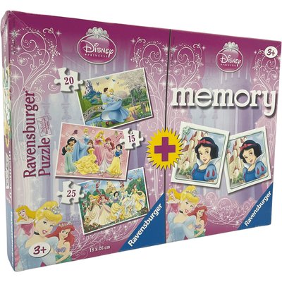3 Puzzles Princesses Disney 15-20-25 Pièces + Memory - Bon état RAVENSBURGER