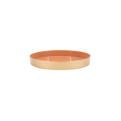 Plateau rond orange, doré 20cm ORNAMI