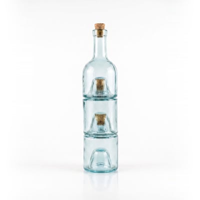 Lot de 3 bouteilles d’huile en verre recyclé OLIVE BAZAR BIZAR