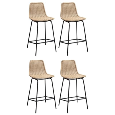 Lot de tabourets d'ilot et bar en métal et assise en rotin 65cm BALI|Lot de 4 | Lot de 4 MOB IN