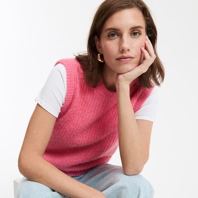Pull sans manches col rond en alpaga mélangé LA REDOUTE COLLECTIONS