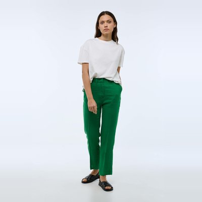 Pantalon carotte à taille semi-élastiquée en lin MONOPRIX