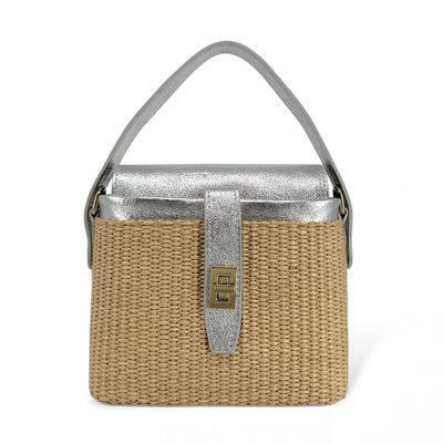 Mini-sac à main en cuir et raphia SIENNA OH MY BAG