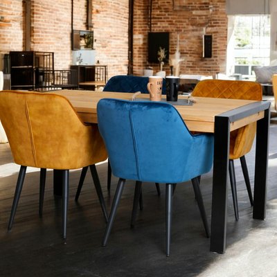 Table à manger style industriel extensible pin massif et métal 160cm LOUNDGE PIER IMPORT