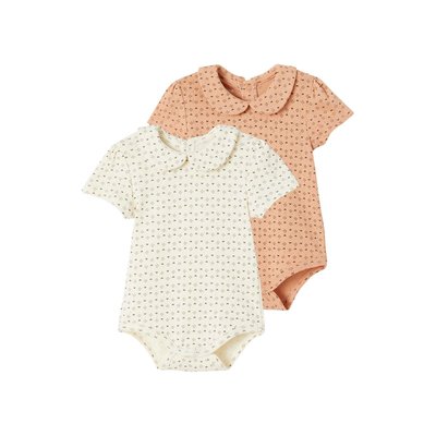 Lot de 2 bodies naissance maille pointelle en coton biologique VERTBAUDET