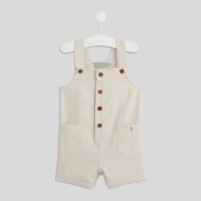 Salopette courte à bretelles unie, contient du lin, certifié Oeko-Tex  - Collection Cérémonie BOUT'CHOU