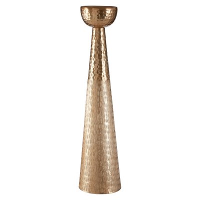 Gold Finish Hammered Pillar Candle Holder SO'HOME