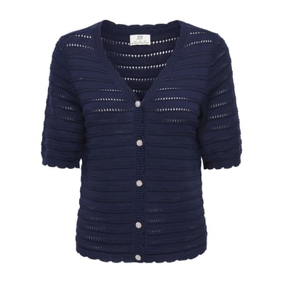 Gilet marine uni avec une coupe droite et un col V avec des boutons JDY
