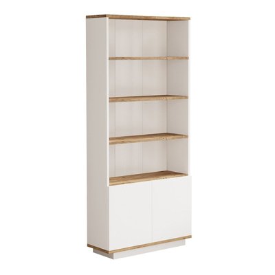 Bibliothèque 2 portes et 4 tablettes décor pin atlantique et blanc H168,3 cm CALICOSY
