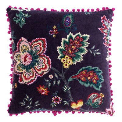 Palampur Velvet Pom-Pom Filled Cushion 50x50cm PAOLETTI