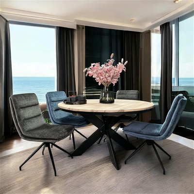 Table ronde extensible en chêne blanc 130 cm PALERME PIER IMPORT