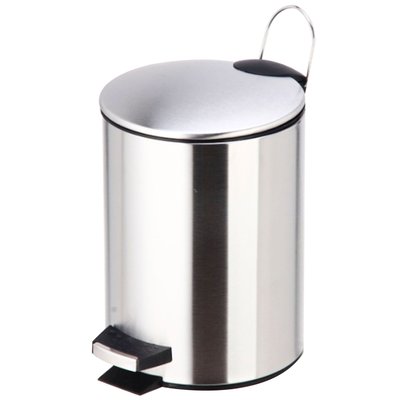 Poubelle salle de bain métal argenté ronde 3L WADIGA