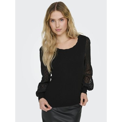 Maglione in fine maglia, maniche in tulle ONLY