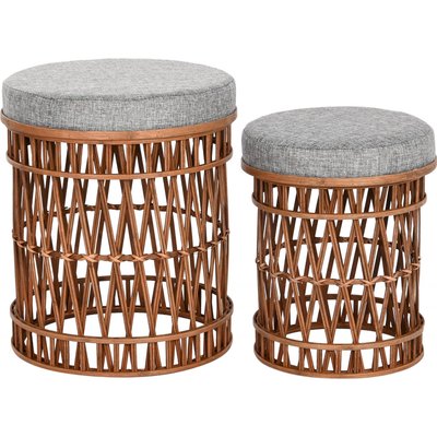 Poufs en bambou, assise polyester (lot de 2) RECOLLECTION