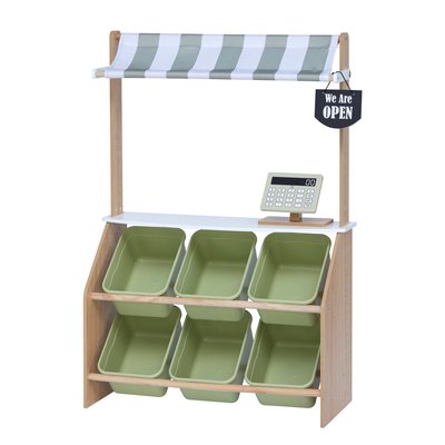 Marchande Enfant Stand Marché Bois 6 Bacs TEAMSON KIDS