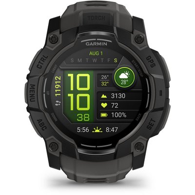 Montre sport Instinct3 Amoled 50mm Noir Bracelet gris GARMIN