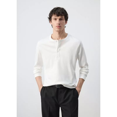 T-shirt 100 % coton col boulanger MANGO MAN