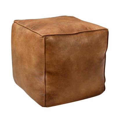 Pouf carré en cuir 40 cm - ARRAH MAISON PAVANE