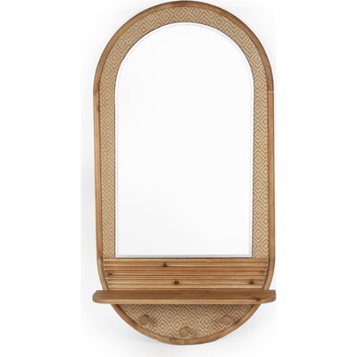 Miroir bois naturel avec patère et étagère entrée élégante RECOLLECTION