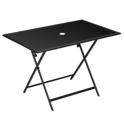 Table de jardin pliable 6 places - espace parasol - dim. 110 x 70 x 70 cm - noir OUTSUNNY