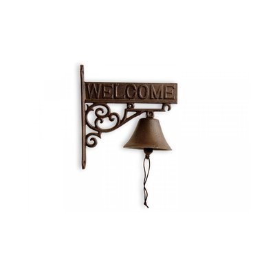 Cloche Welcome Fonte Marron 21.5x11x23cm DECORATION D’AUTREFOIS