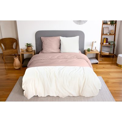Parure housse de couette microfibre lavé, Rose, Avy C DESIGN HOME TEXTILE