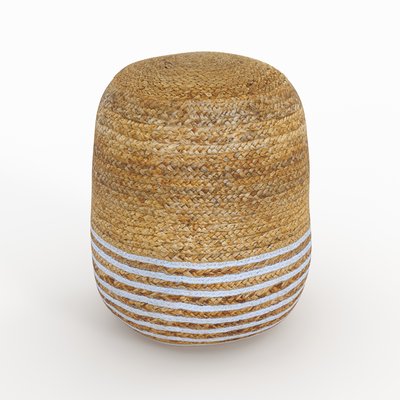 Pouf rond en jute, fines rayures D40 cm - BILLY RENDEZ-VOUS DÉCO