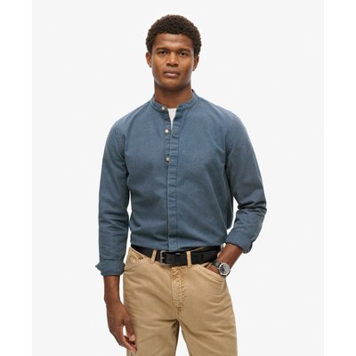 The Merchant Store - Chemise indigo à col tunisien SUPERDRY