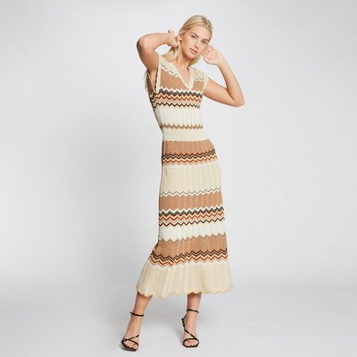 Striped Midi Dress with Short Sleeves MORGAN