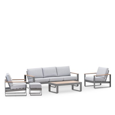 Salon de jardin 5 places avec pouf, MANHATTAN DEFORA HOME