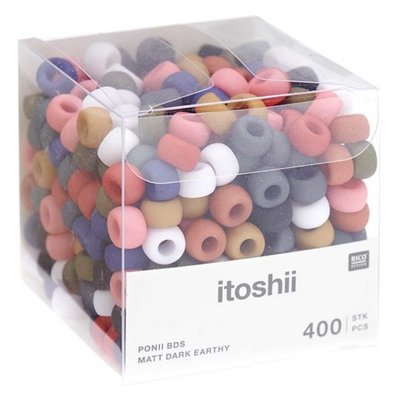 Itoshii pack 400 perles Ponii beads - couleur de la terre mat sombre RICO DESIGN