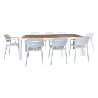 Ensemble de jardin table polywood et fauteuil 8 places NOW'S HOME