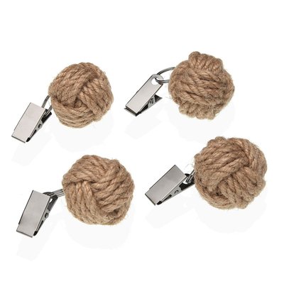 Set de 4 poids de nappe noeuds corde jute 3.8x3.8x3.8cm WADIGA