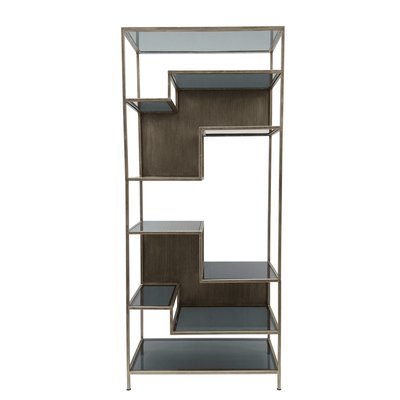 Bibliothèque avec étagères en verre fumé H180 cm - TETRIS SIGNATURE