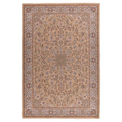 Tapis d'orient floral Dolna tissé laine naturelle THEKO