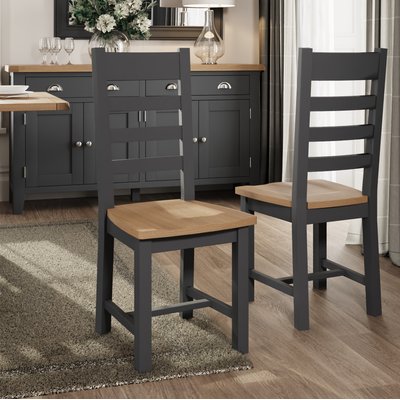Chaise en bois avec dossier croisé finition charbon (lot de 2) COVENTRY PIER IMPORT