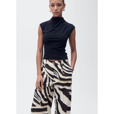 Pantalon large à pinces zèbre MANGO