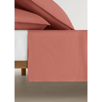 Drap plat popeline de coton double surpiqûre lit 150/160 cm MANGO HOME