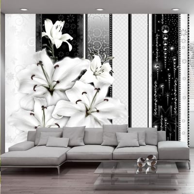 Papier peint intissé panoramique Fleurs Crying lilies in white EDEN