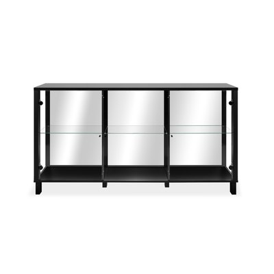 Buffet 3 portes vitrées et 3 étagères en verre L160cm - ALBI CALICOSY