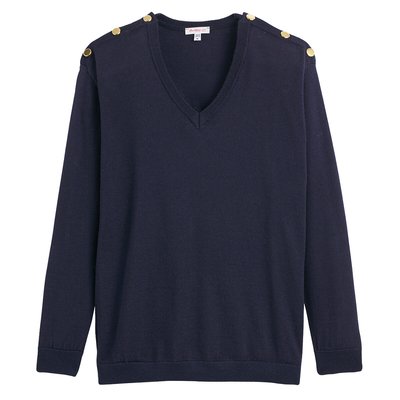 Pull col V en fine maille, laine mélangée ANNE WEYBURN