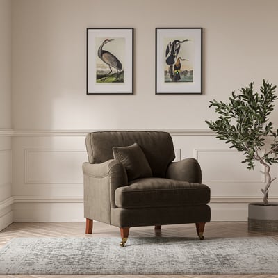 Emeline Textured Velvet Armchair with Castor Legs ÉDITÉ