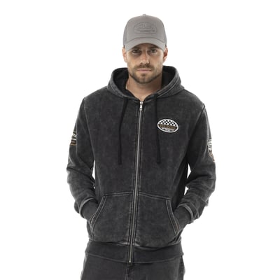 Sweat à Capuche Von Dutch Homme - Logo Brodé Devant, Bleu Marine, Molleton Doux 60% Coton 40% Polyester - 6