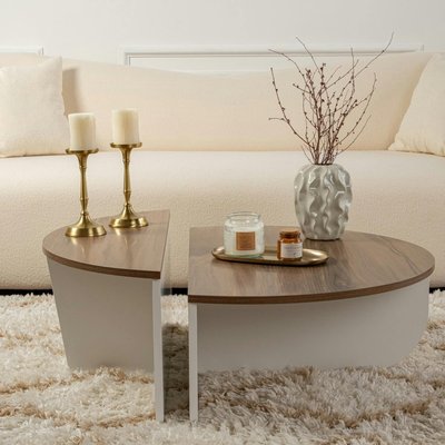 Table basse moderne plateau effet noyer - 2 hauteurs MARFA PIER IMPORT
