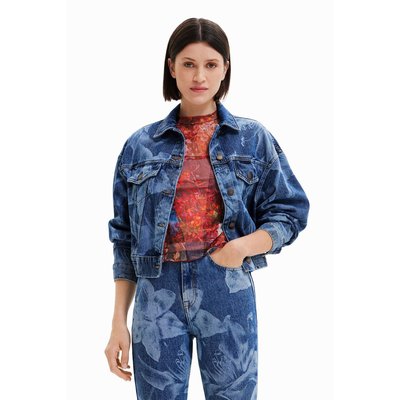 Veste en jean fleurs - BLUE - L DESIGUAL