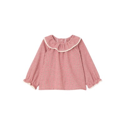 Blouse naissance en flanelle vichy avec col volanté VERTBAUDET