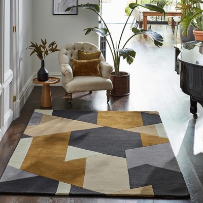 Tapis salon et chambre fait à la main en laine motif géométrique UN AMOUR DE TAPIS