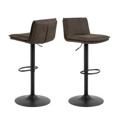 Lot de 2 tabourets de bar réglables en suédine et métal H68-89cm- EURAME DRAWER