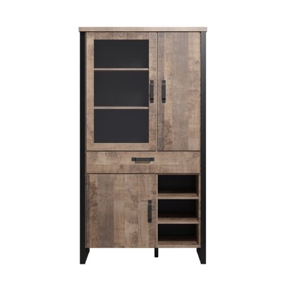 Grande vitrine 3 portes dont 1 avec verre trempé, 3 niches et 1 tiroir L106 cm - EMILE CALICOSY