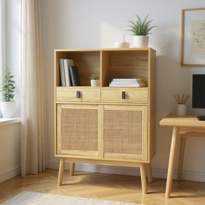 Bibliotheque de rangement imitation chêne scandinave, DAVEO-BOOK MEUBLES COSY